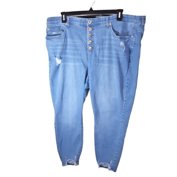 Torrid Bombshell Skinny Womens Plus 24R Jeans Light Wash High Rise Distressed - Picture 5 of 10